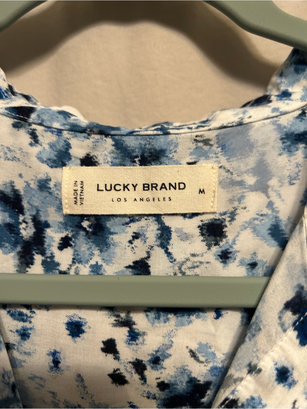 Lucky Brand White and Blue Floral Tie-Front Button Down Shirt - Picture 3 of 4